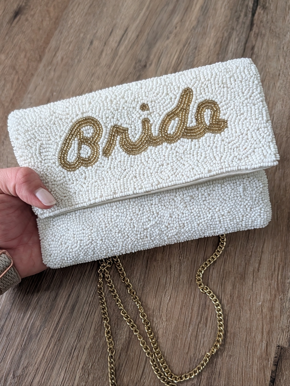 SOLD Bride Beaded White Clutch Crossbody Bag